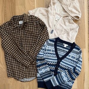 J. Crew Kids flannel, sweater, and hoodie